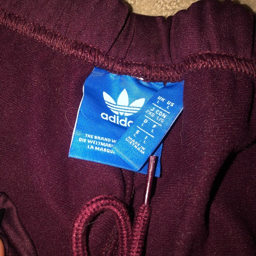 Maroon adidas button down pants size L